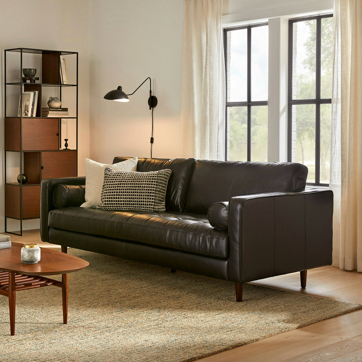 ARTICLE - Sven Leather Tufted Sofa (Oxford Black)