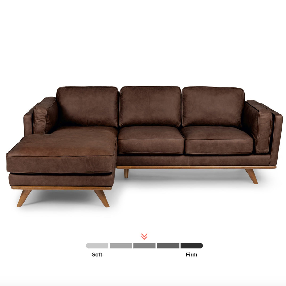 93" Genuine Leather Sectional w/ Chaise (Charme Chocolate)
