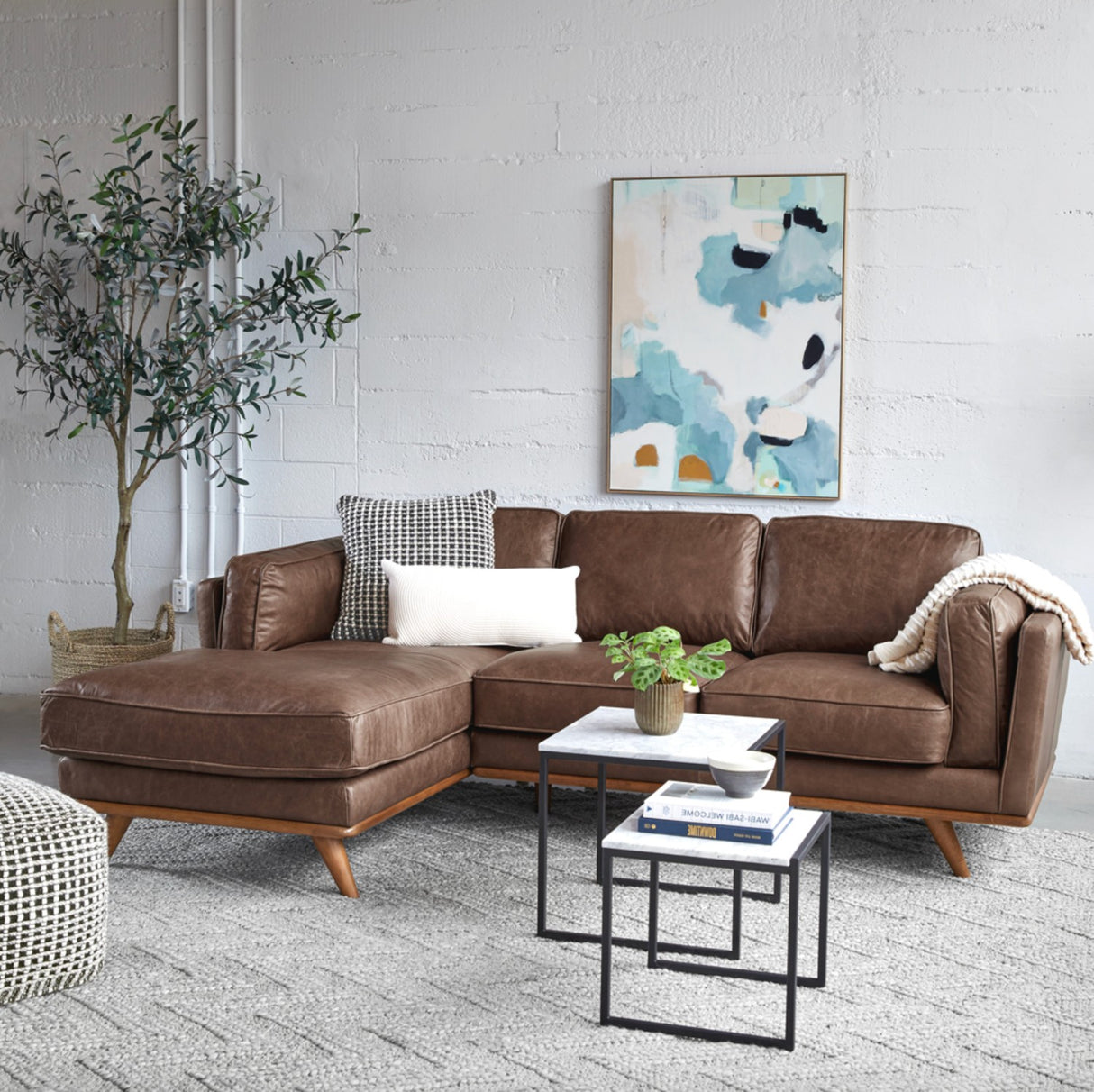 93" Genuine Leather Sectional w/ Chaise (Charme Chocolate) - Pull Up A Couch