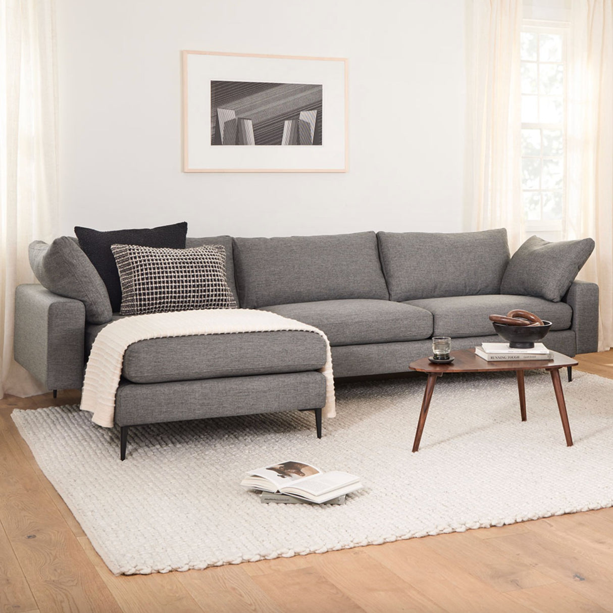 114" Reversible Sectional w/ Chaise (Gravel Gray) - Pull Up A Couch