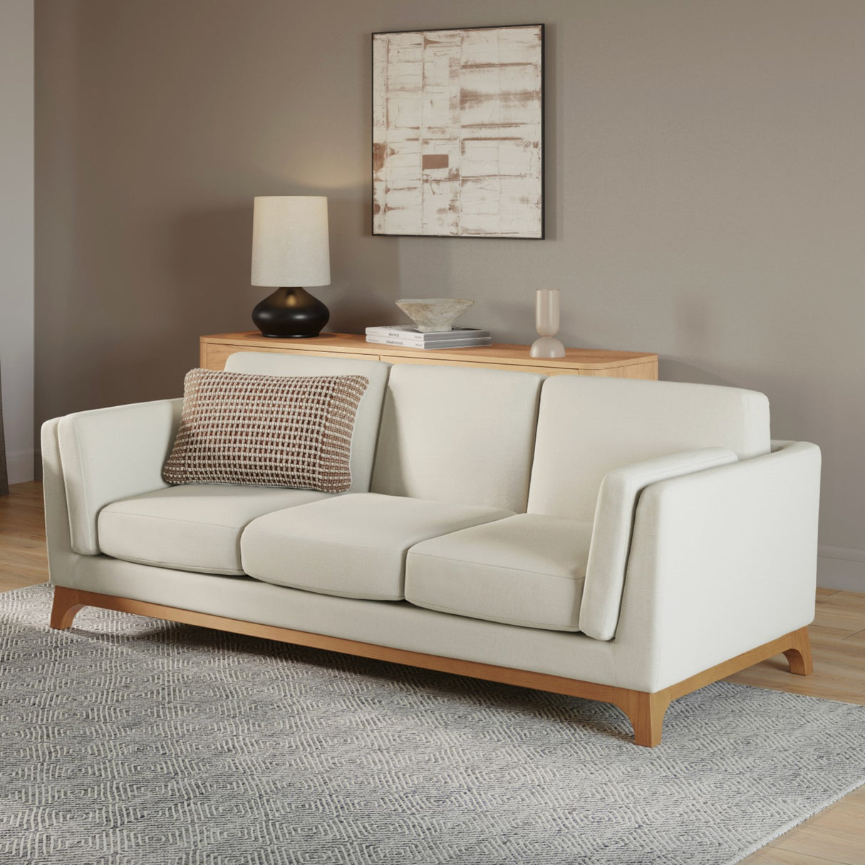 83" Sofa w/Wood Frame (Buckler Ivory) - Pull Up A Couch