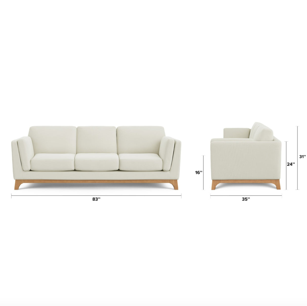 83" Sofa w/Wood Frame (Buckler Ivory) - Pull Up A Couch