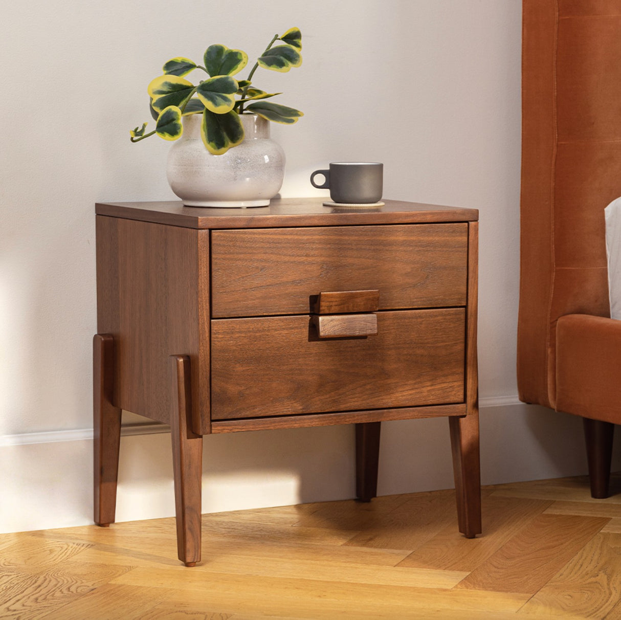 20.5" Nightstand w/ 2 Drawers (Walnut) - Pull Up A Couch