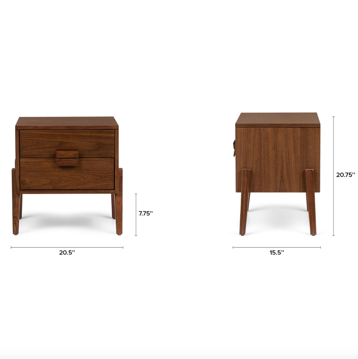 20.5" Nightstand w/ 2 Drawers (Walnut) - Pull Up A Couch