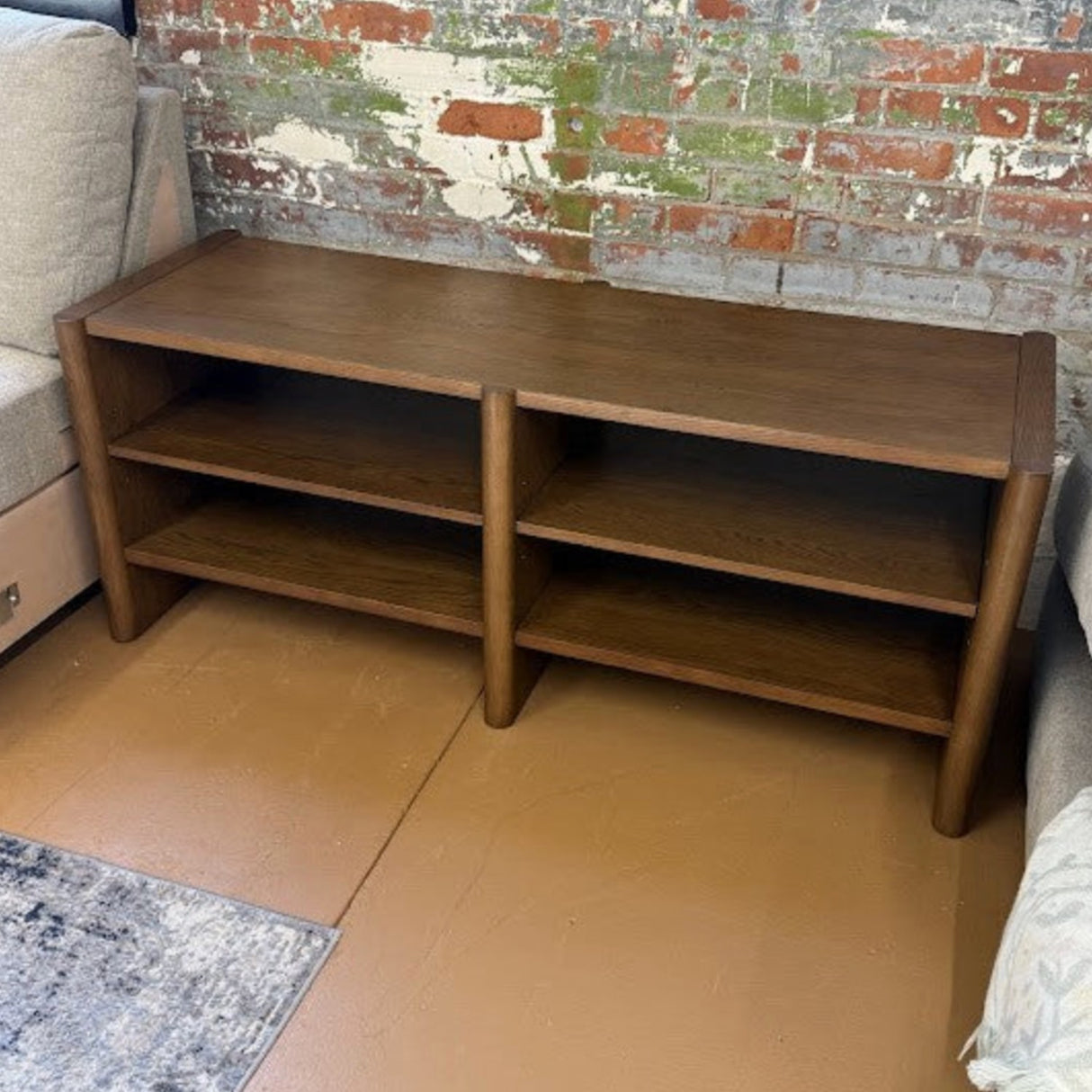 57" Short MCM Bookcase (Smoked Oak) - Pull Up A Couch