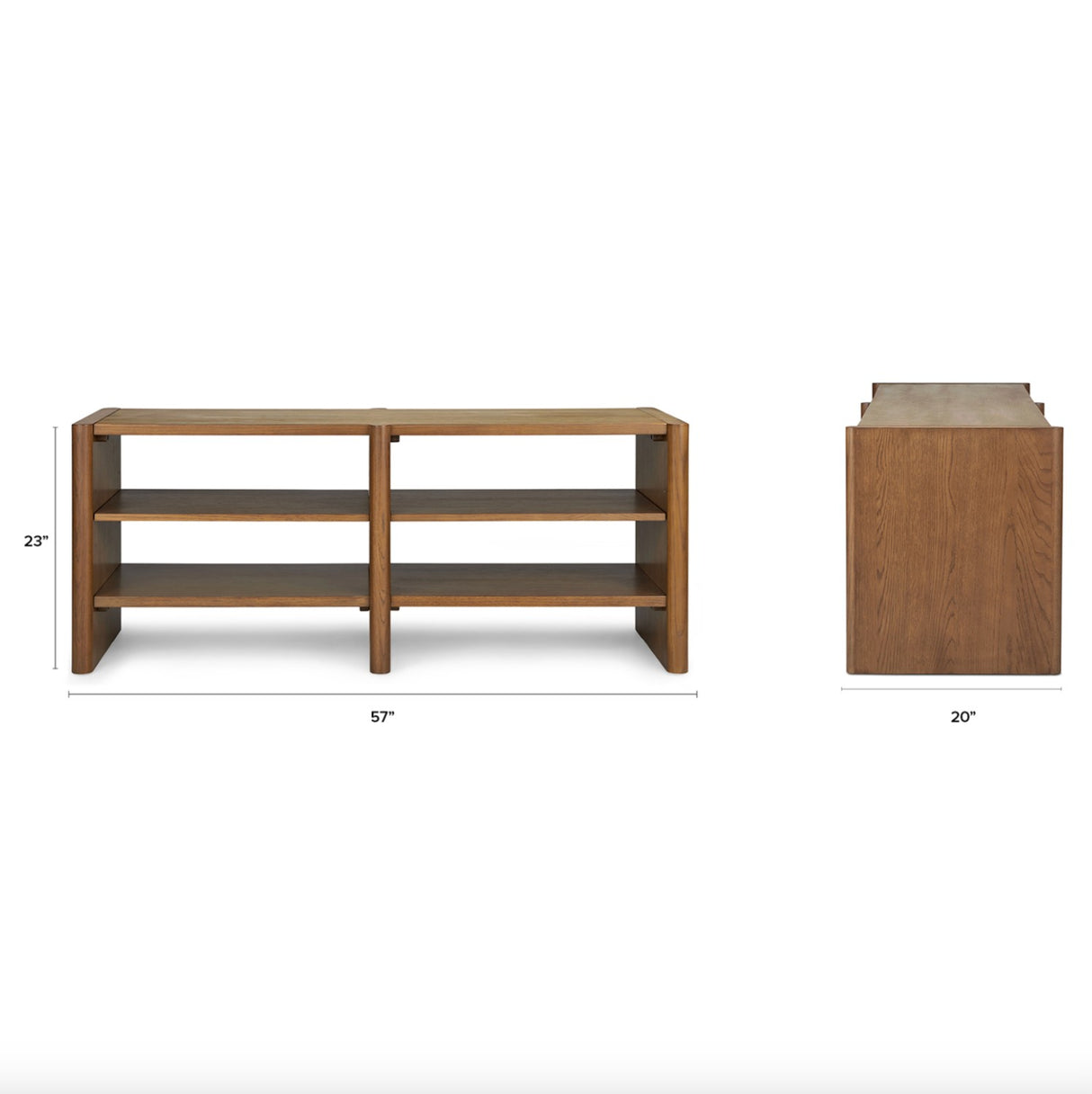 57" Short MCM Bookcase (Smoked Oak) - Pull Up A Couch