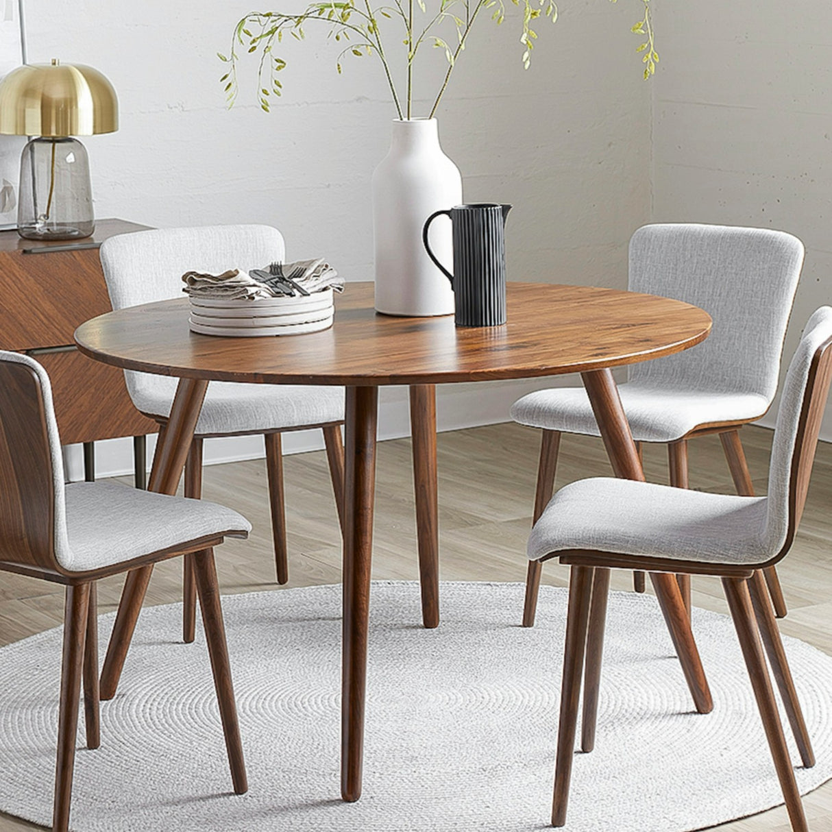 MCM 47" Round Dining Table for 4 (Walnut) - Pull Up A Couch