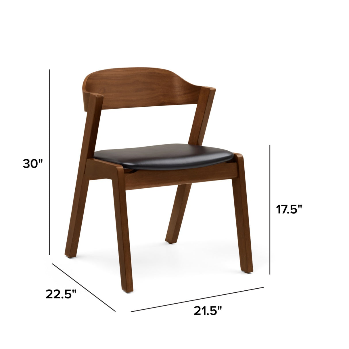 Walnut/Black Dining Chair (Genuine Leather) - Pull Up A Couch