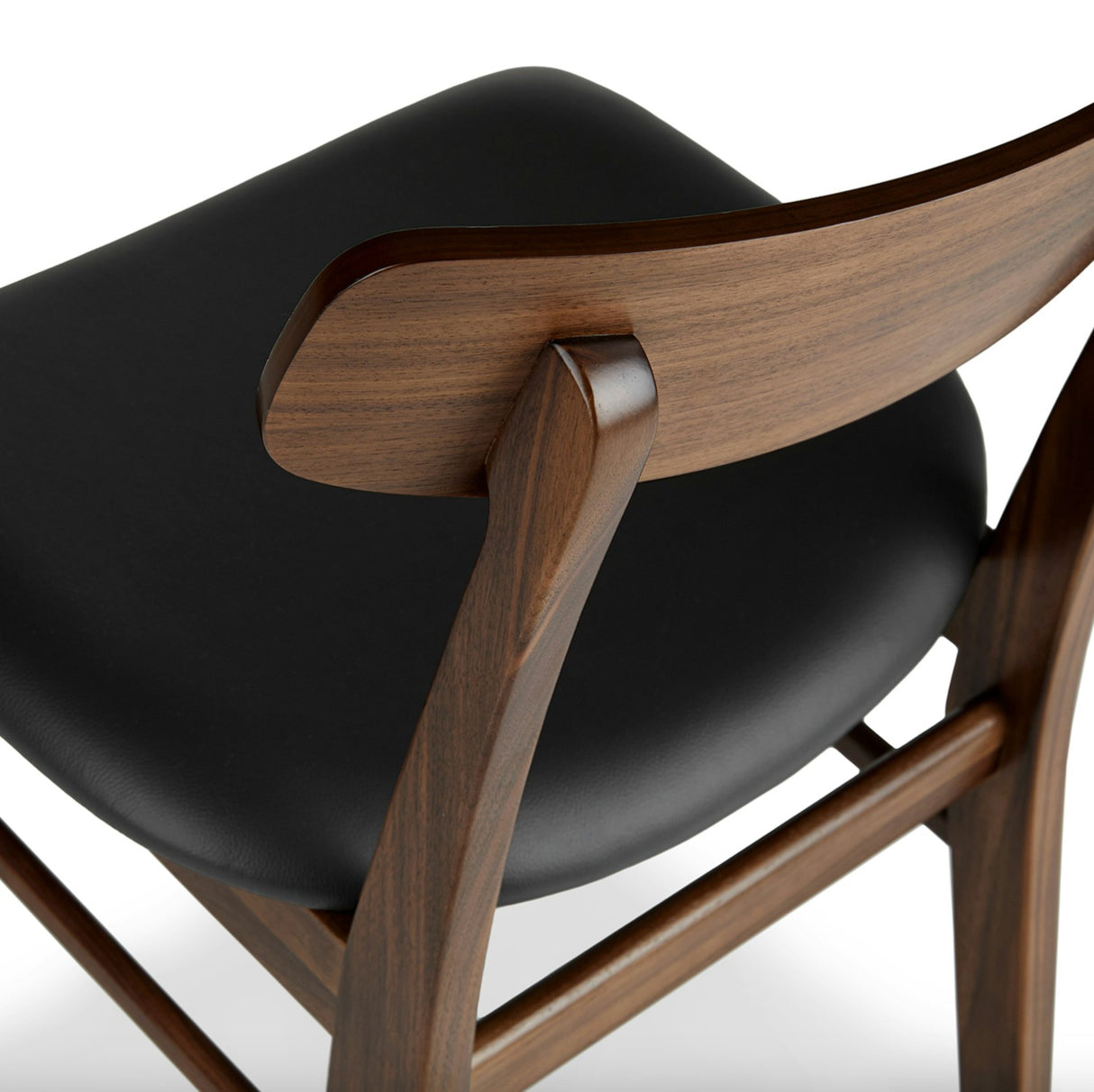 MCM Dining Chair - Walnut/Black Leather - Pull Up A Couch