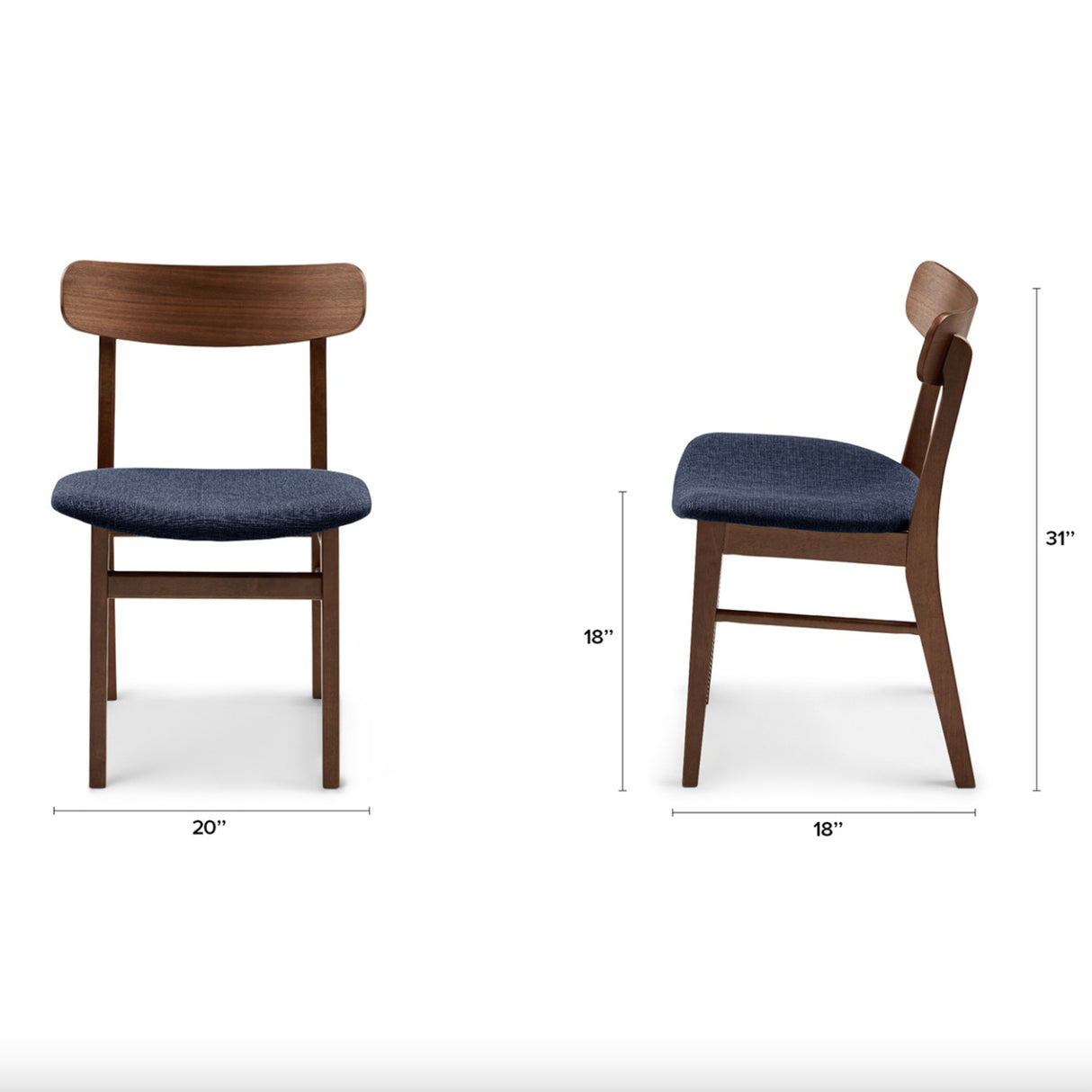 MCM Dining Chair (Seascape Blue/Walnut)