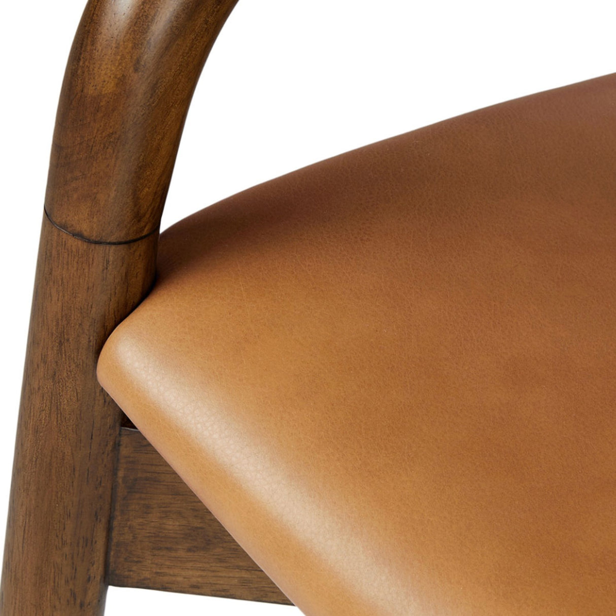 25" Leather Lounge Chair w/ Wooden Arms (Walnut/Tan) - Pull Up A Couch