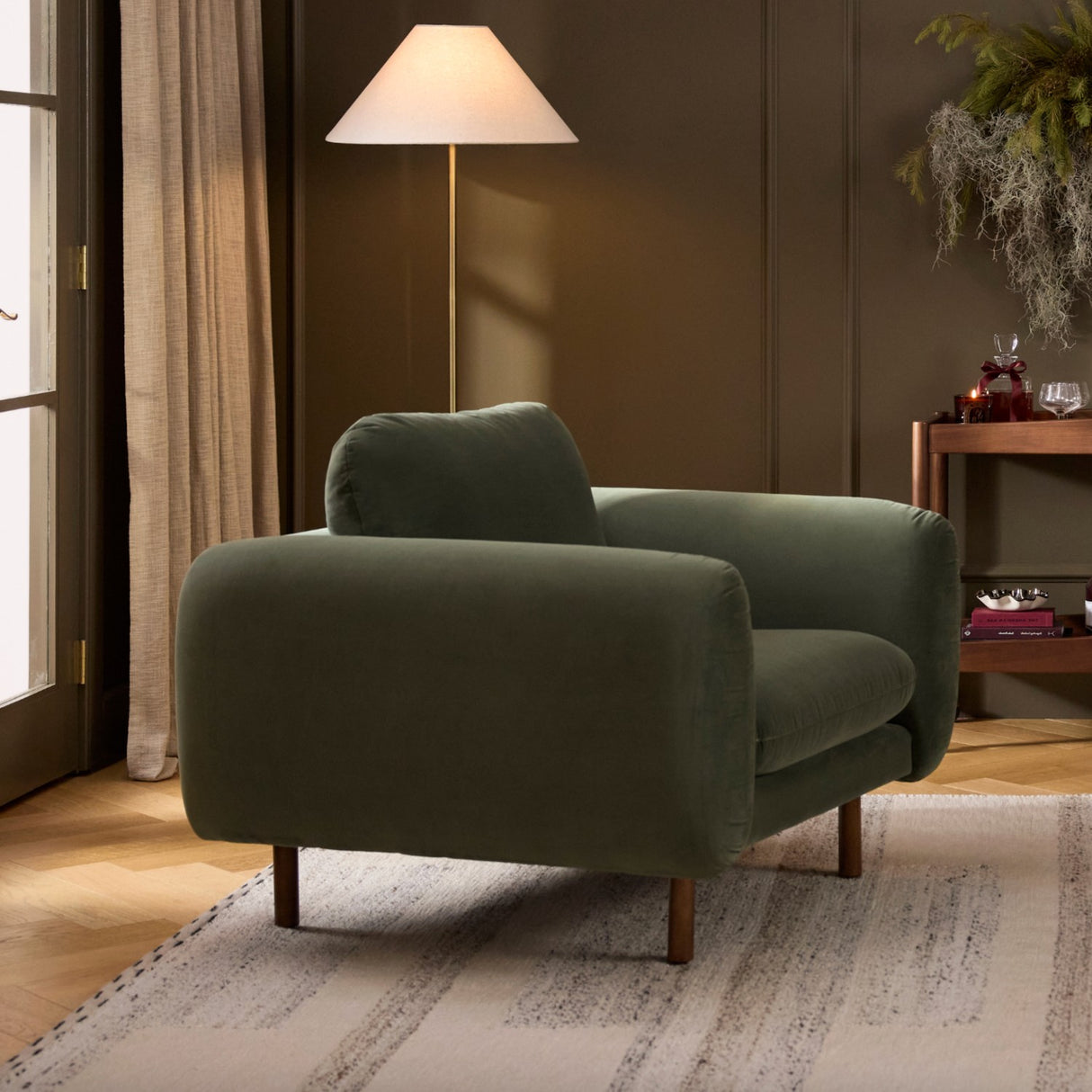 37" Velvet Lounge Chair (Plush Pacific Green) - Pull Up A Couch
