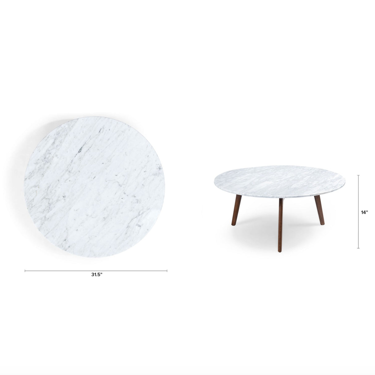 Round Coffee Table w/ Walnut Legs (Marble) - Pull Up A Couch
