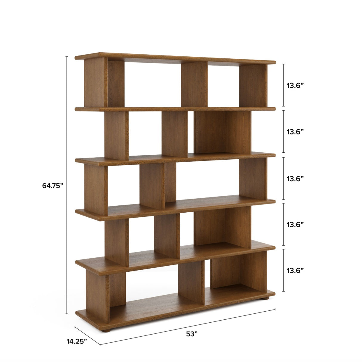 Tall Bookcase, 53" Wide (Smoked Oak) - Pull Up A Couch