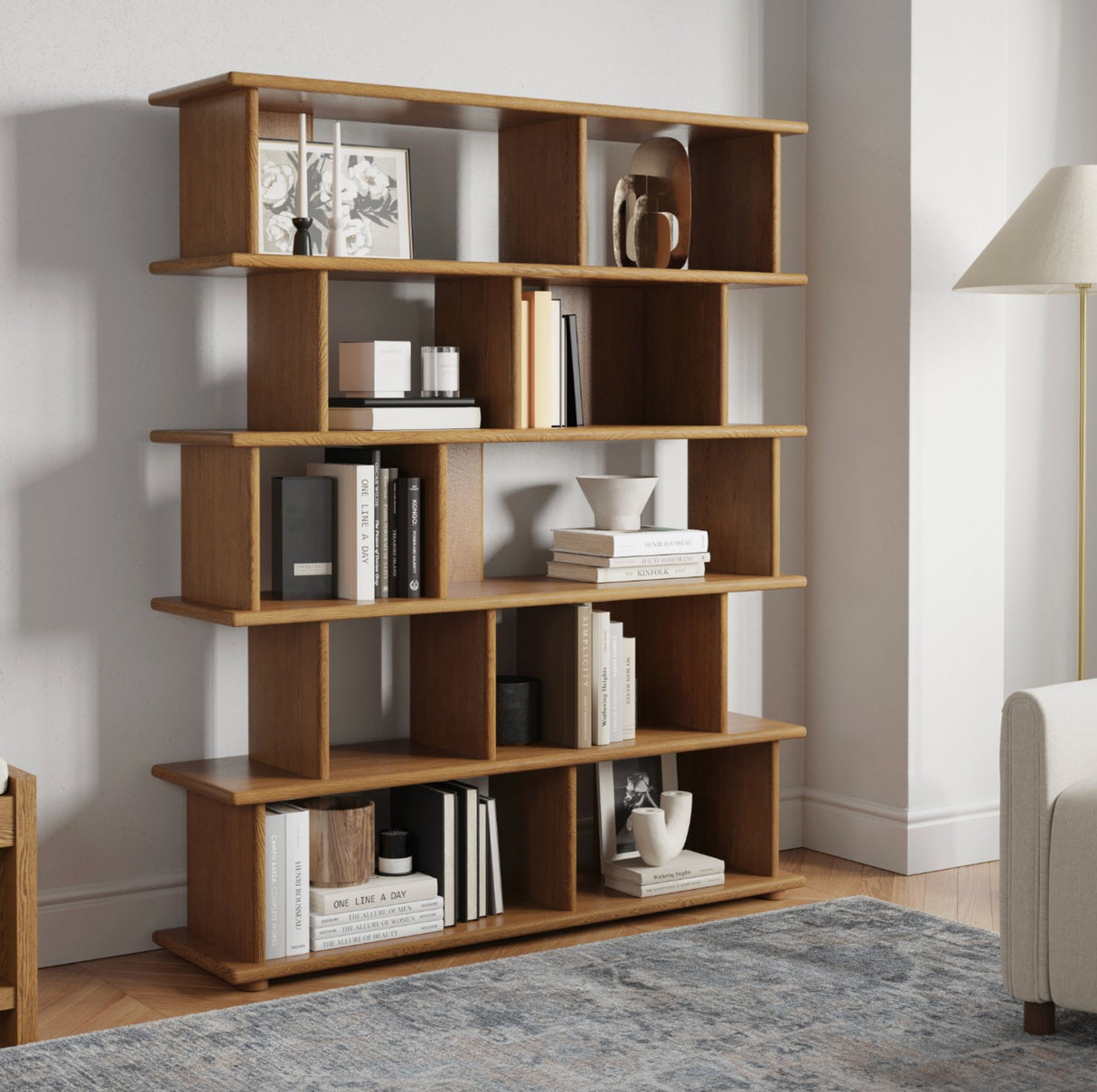 Tall Bookcase, 53" Wide (Smoked Oak) - Pull Up A Couch