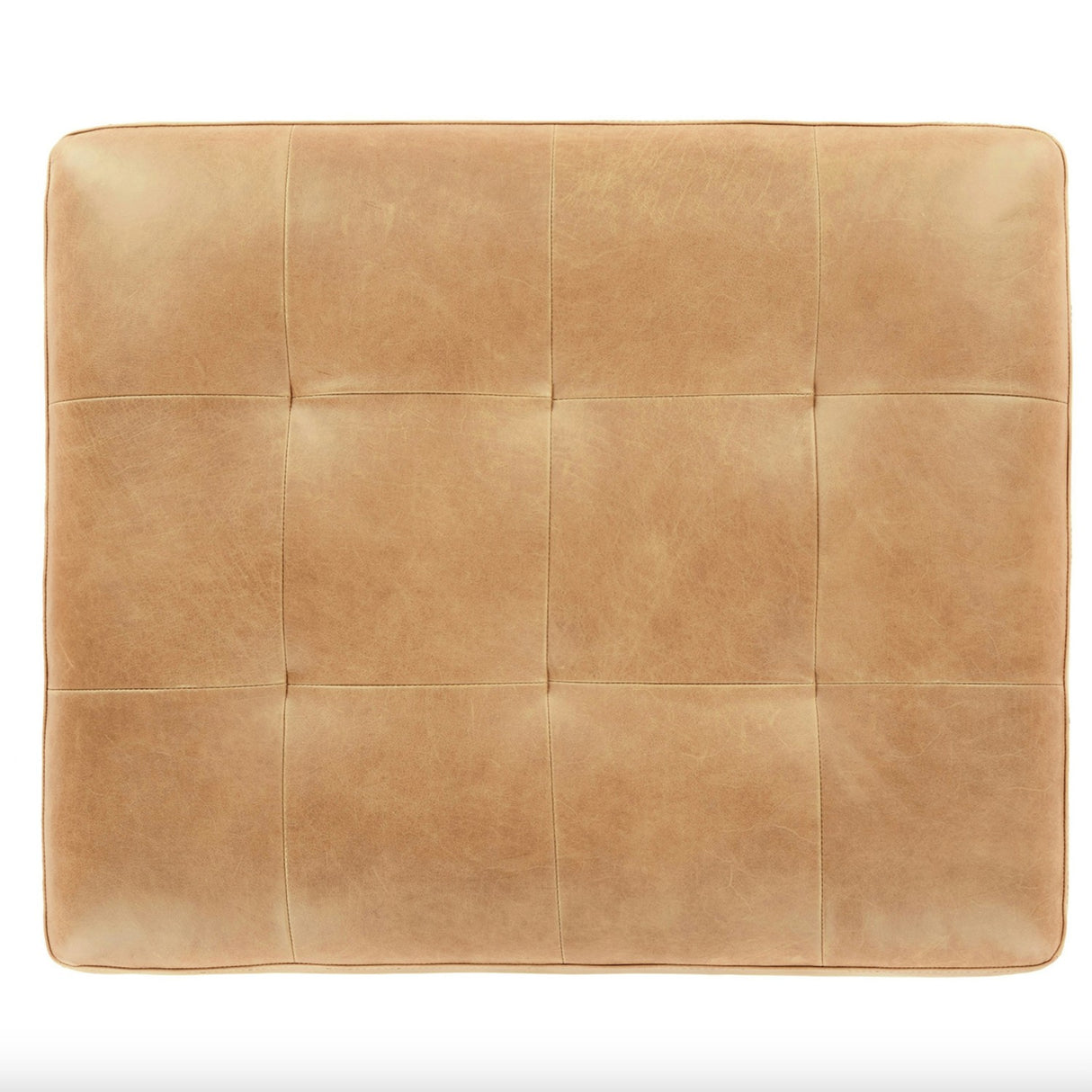 30" Tufted Leather Ottoman (Charme Tan) - Pull Up A Couch
