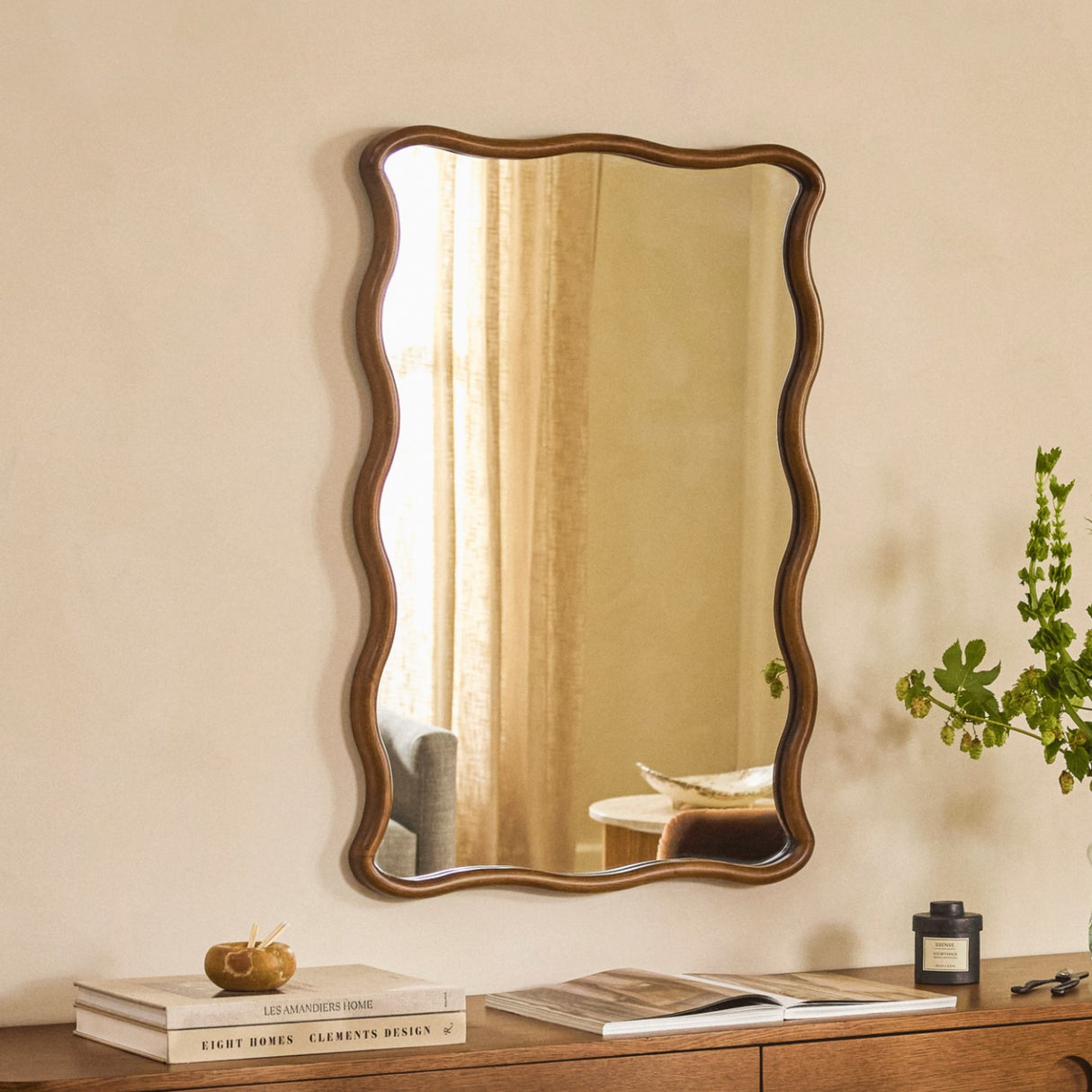 24.5" Wooden Wall Mirror (Brown) - Pull Up A Couch