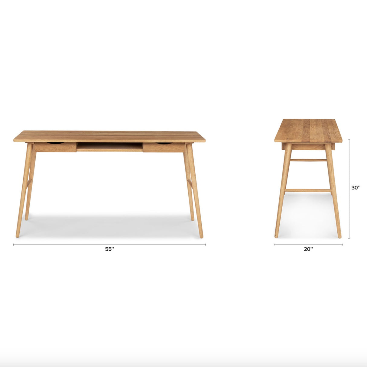 55" MCM Desk w/ Storage (Oak) - Pull Up A Couch