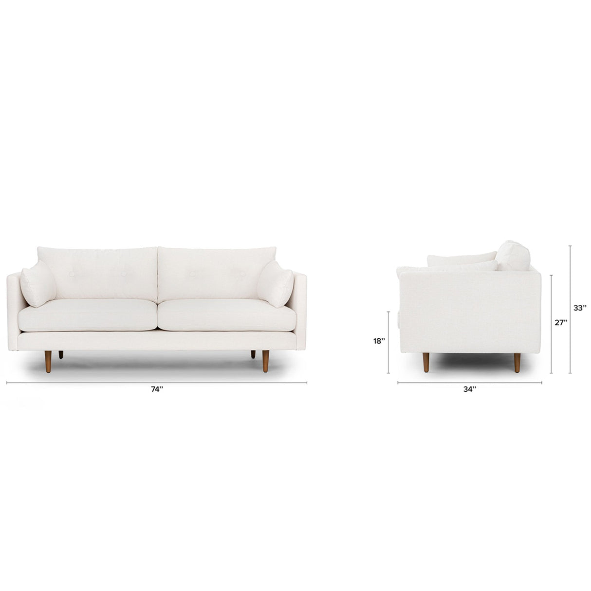 74" MCM-Style Loveseat (Limestone) - Pull Up A Couch