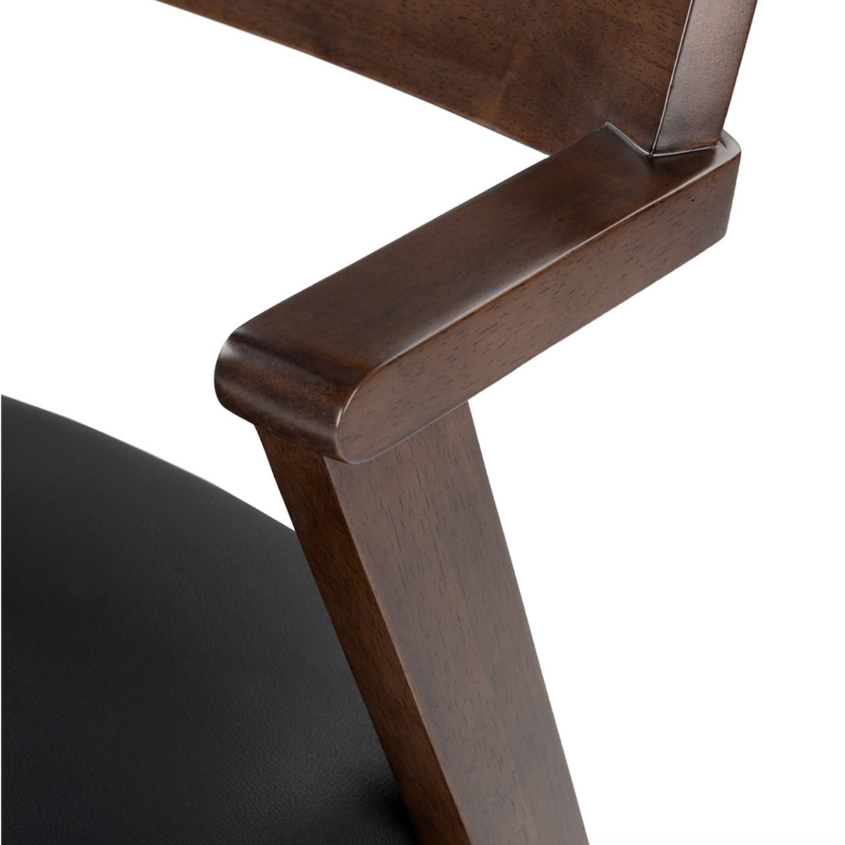 Genuine Leather Dining Chair (Black/Walnut) - Pull Up A Couch
