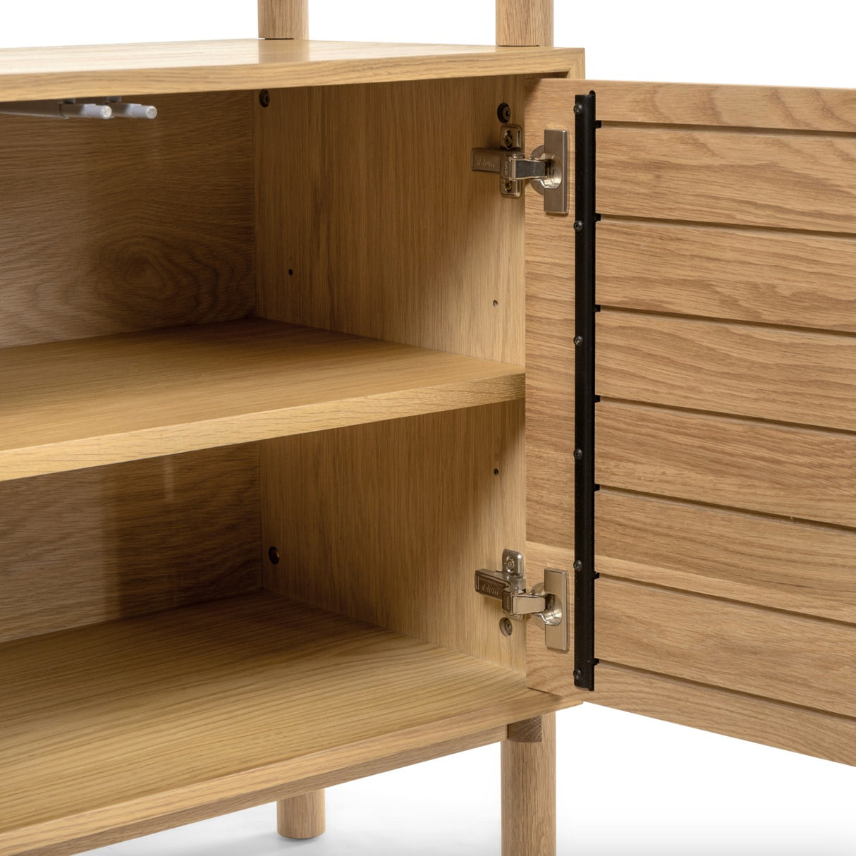 33" Wide Shelving Unit w/ Storage (Natural Oak) - Pull Up A Couch