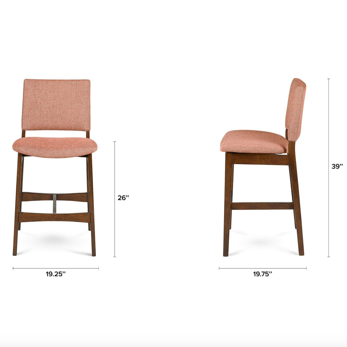 MCM-Style Counter Stool (Walnut/Rosehip Orange) - Pull Up A Couch