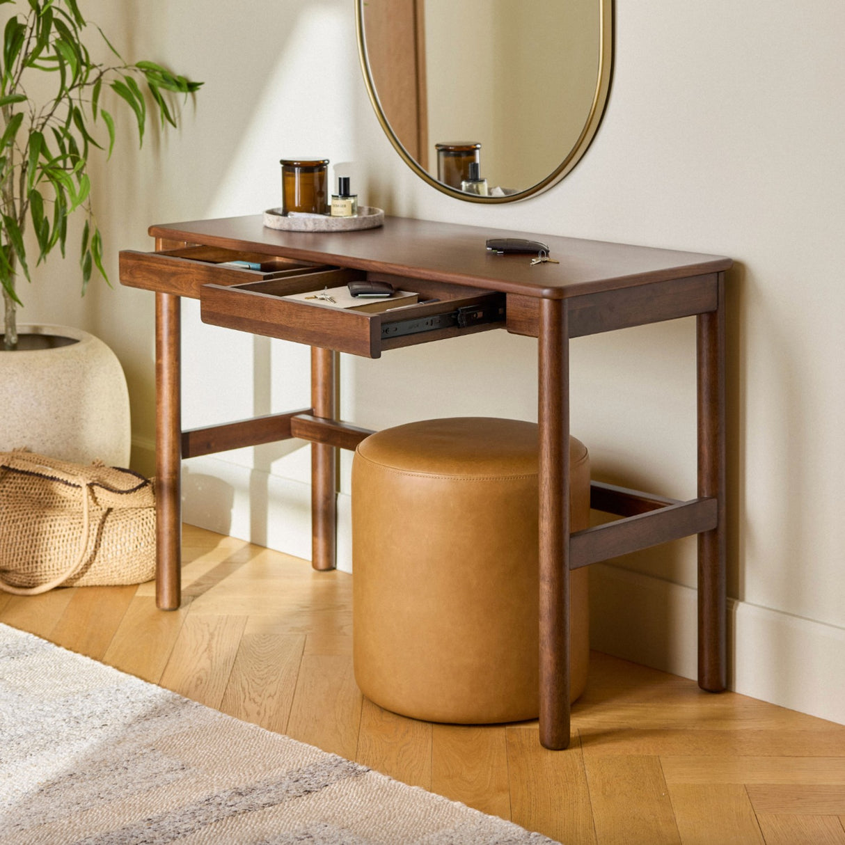 43.5" Console Desk w/ Storage (Walnut) - Pull Up A Couch