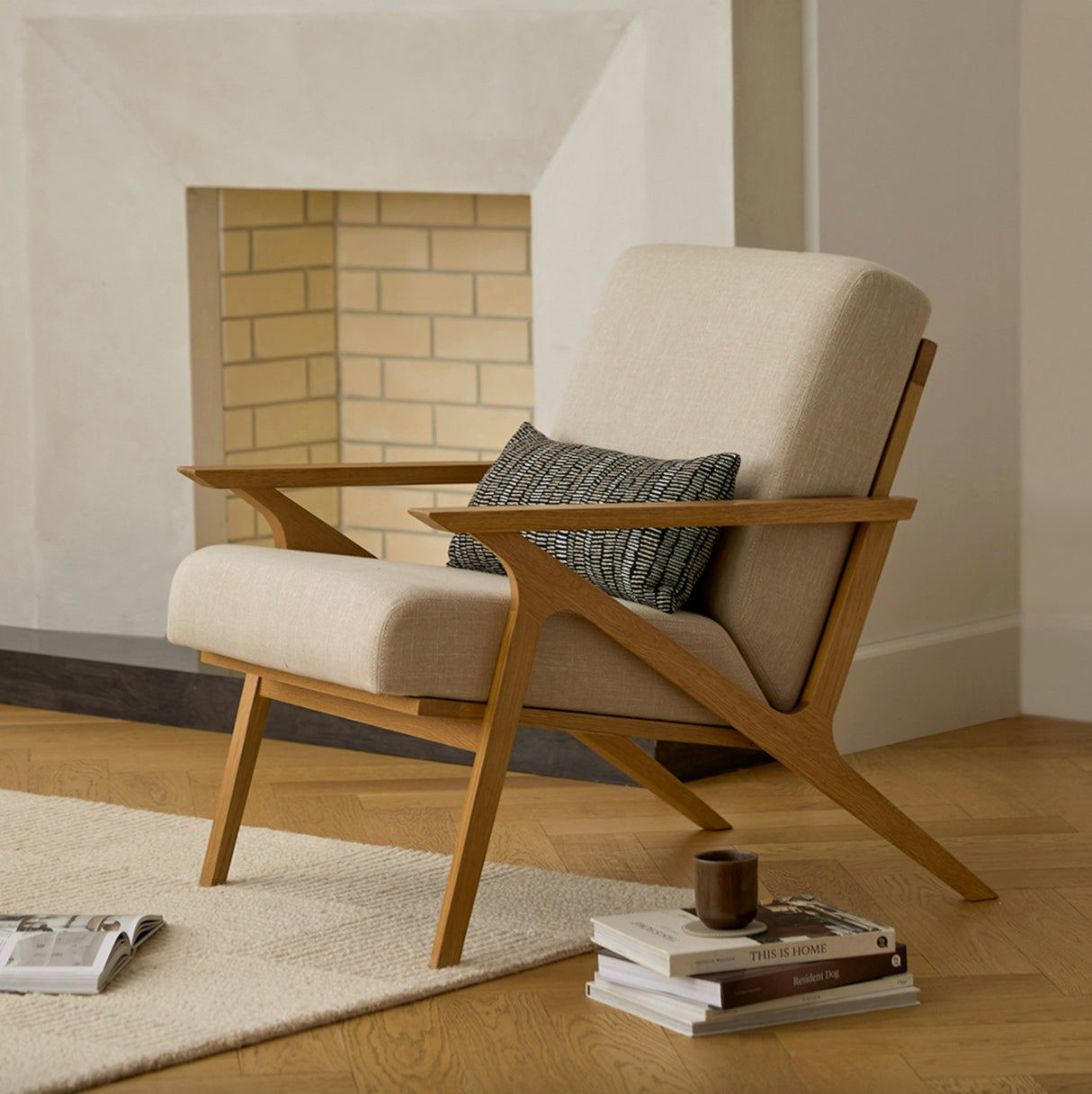 26" Lounge Chair (Oak/Welsh Taupe) - Pull Up A Couch