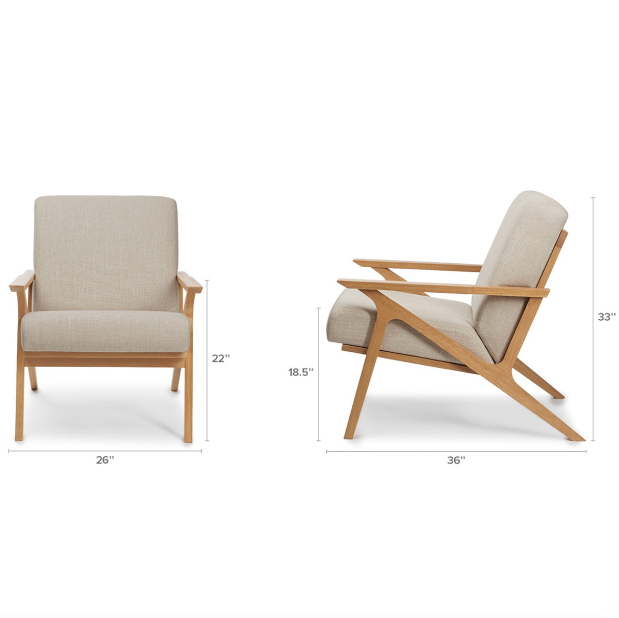 26" Lounge Chair (Oak/Welsh Taupe) - Pull Up A Couch