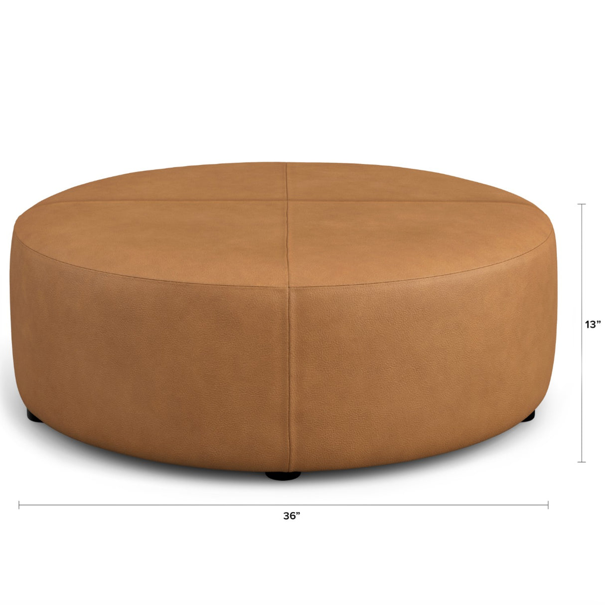 36" Round Leather Ottoman (Dakota Tan) - Pull Up A Couch