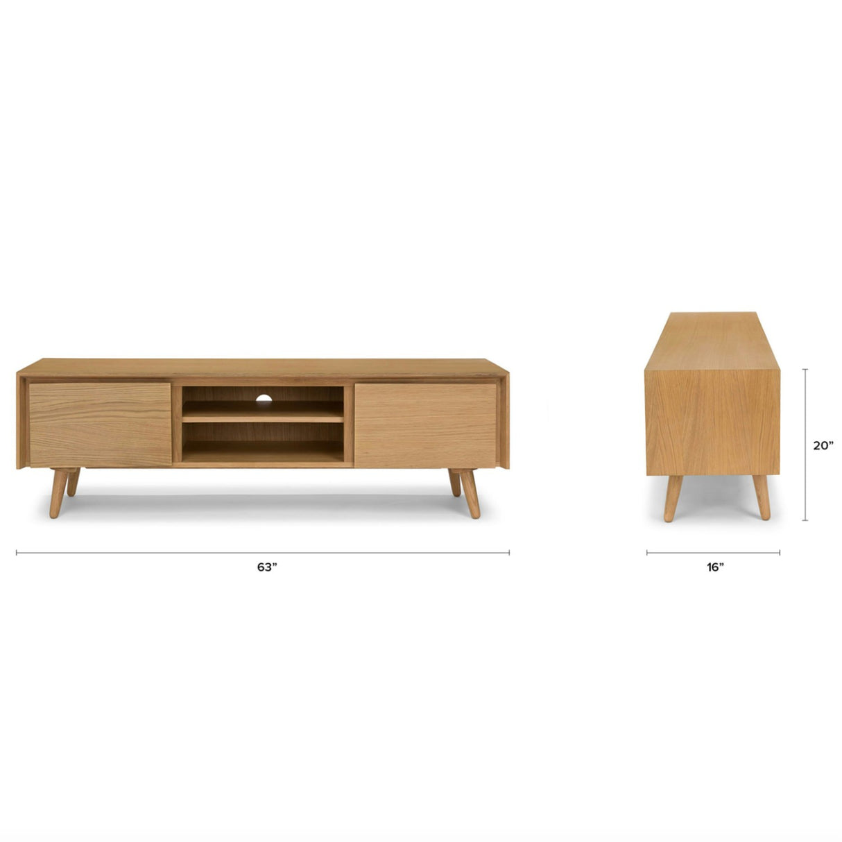 63" Low Media Unit (Oak) - Pull Up A Couch