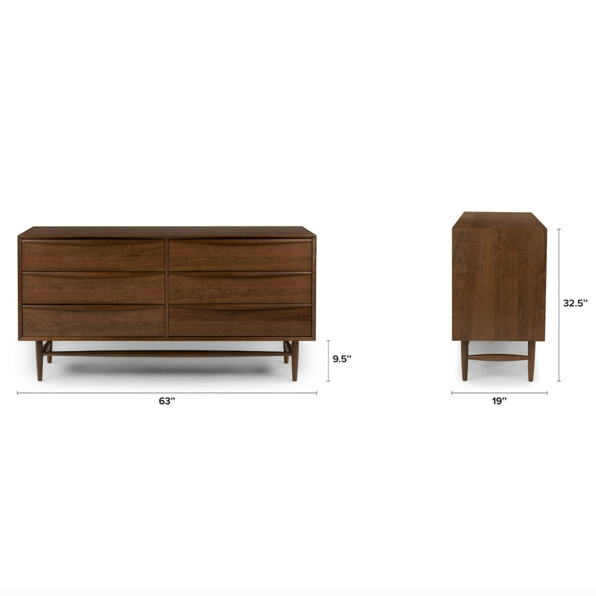 6-Drawer Double Dresser (Walnut)