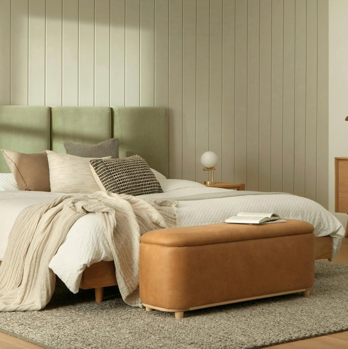 48" Rawhide Leather Storage Bench (Tan)