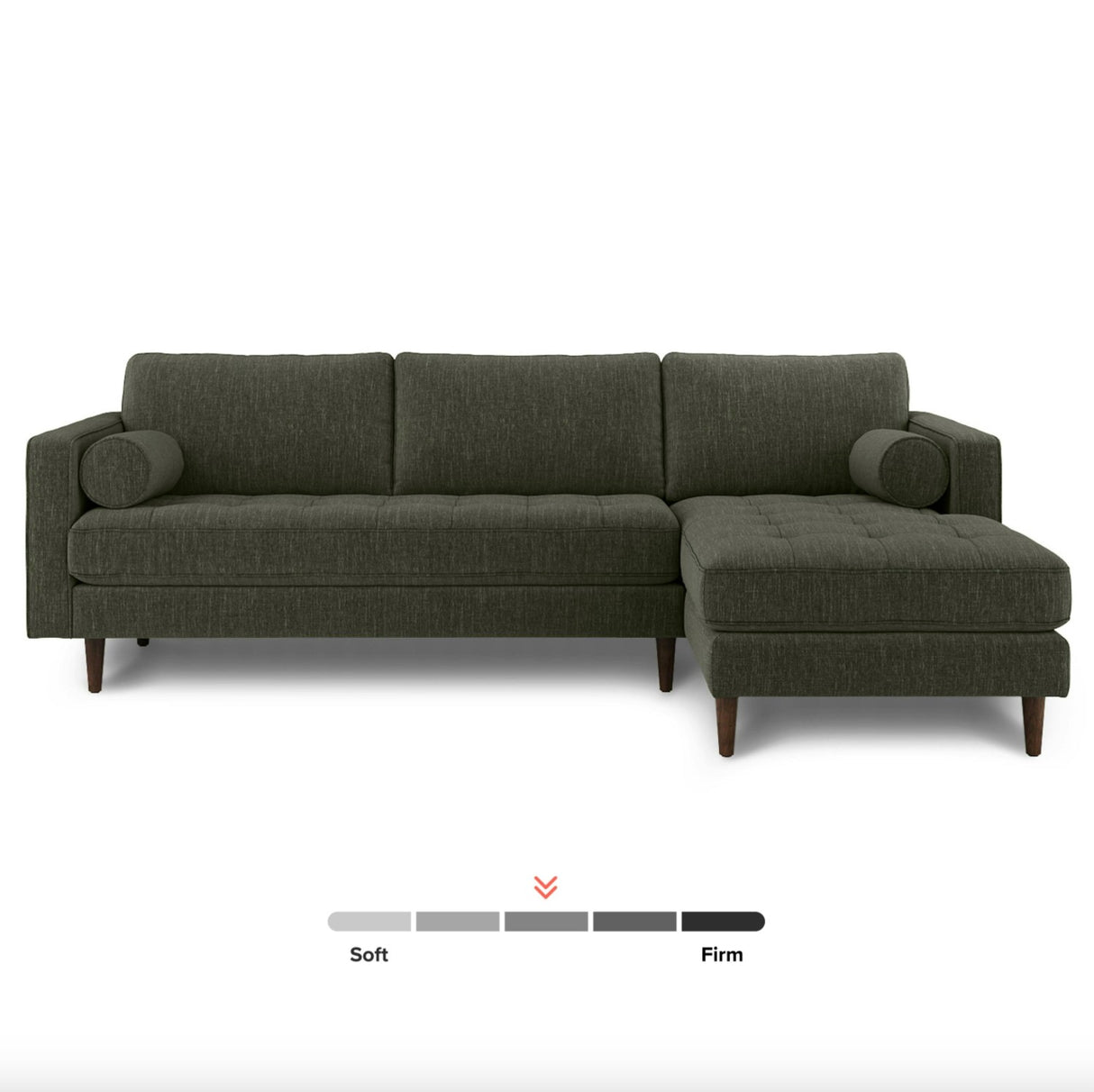 Tufted Sectional w/ Chaise + Ottoman (Fir Green)