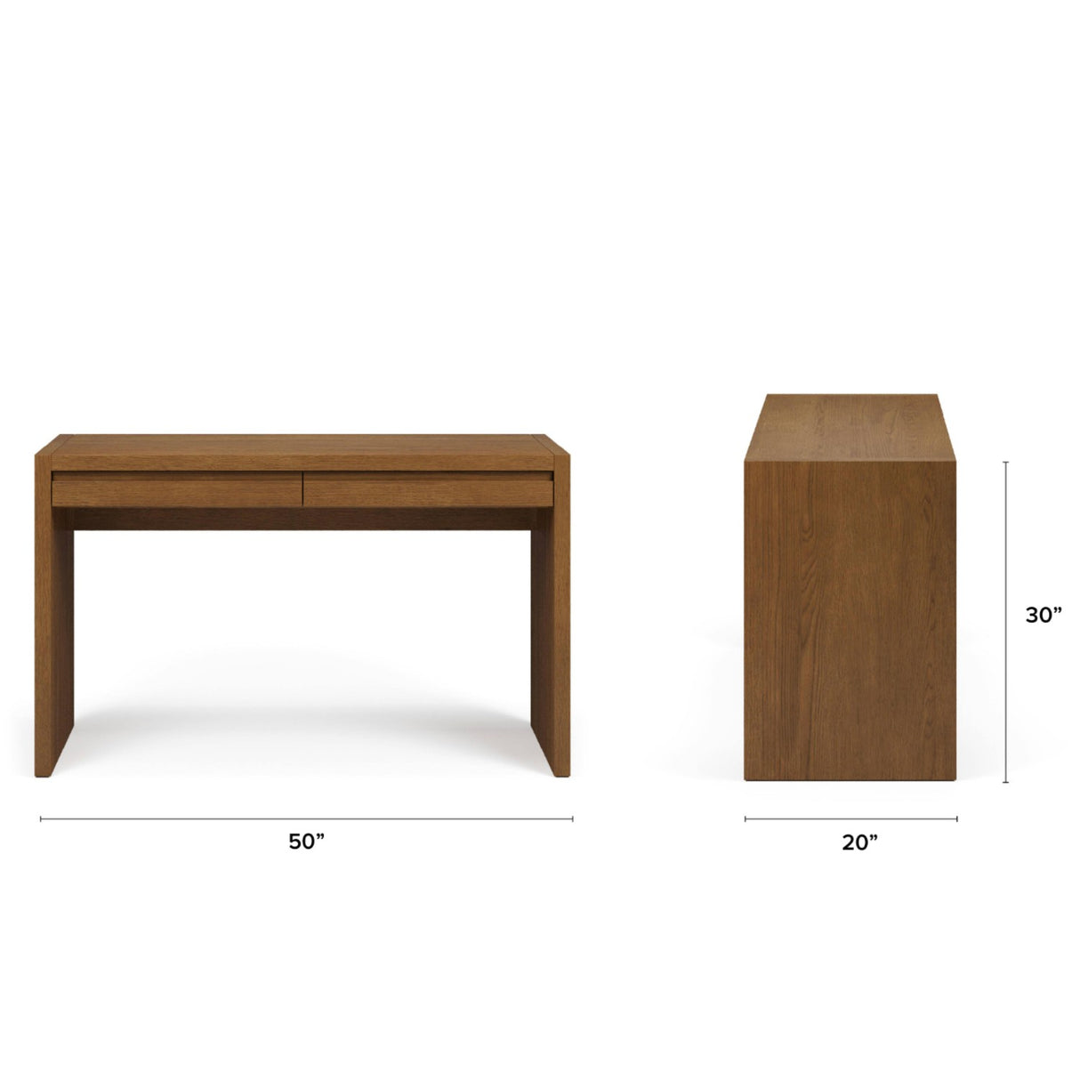 50" MCM-Style Desk w/ Storage (Smoked Oak)