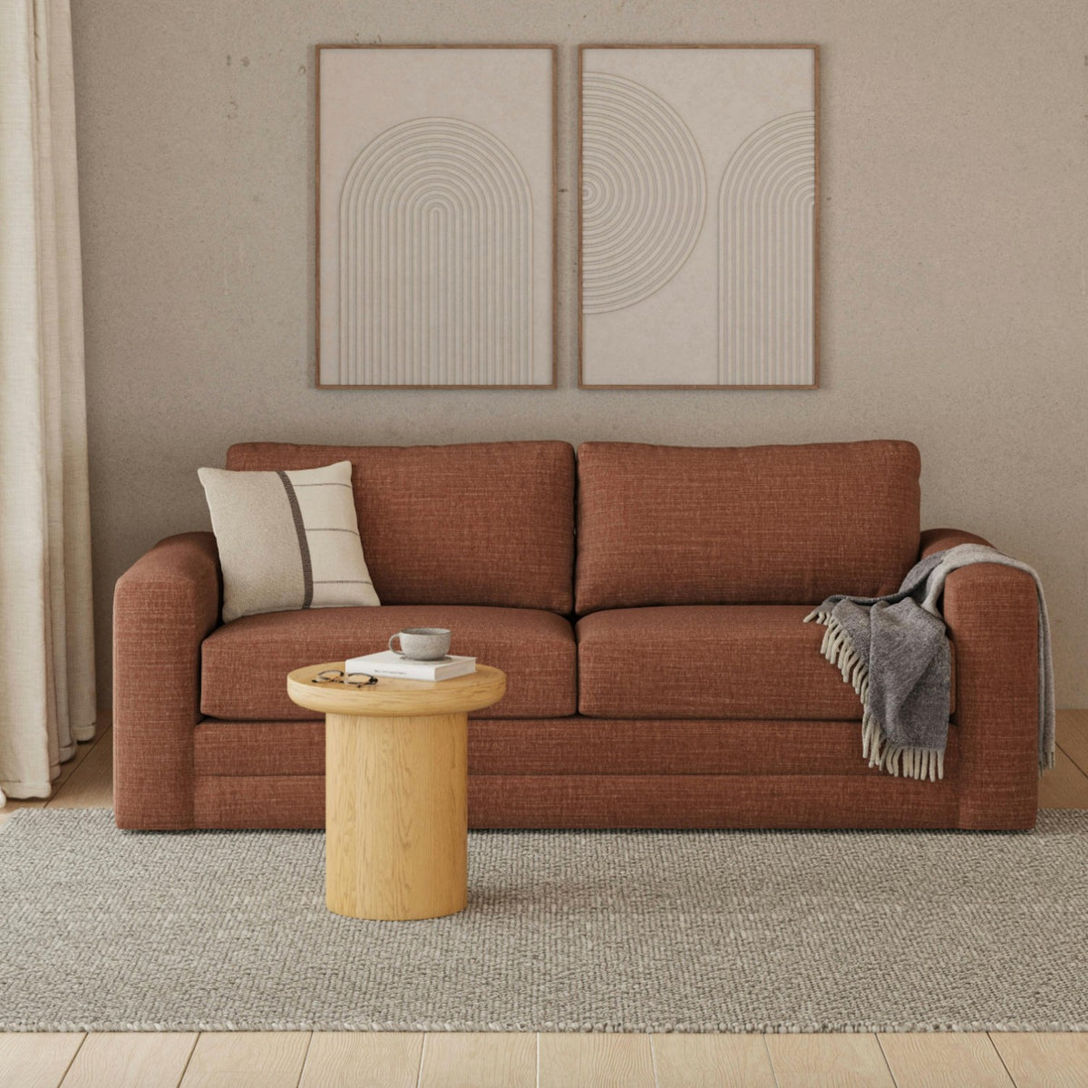 84" MCM-Style Sofa (Napa Rust)