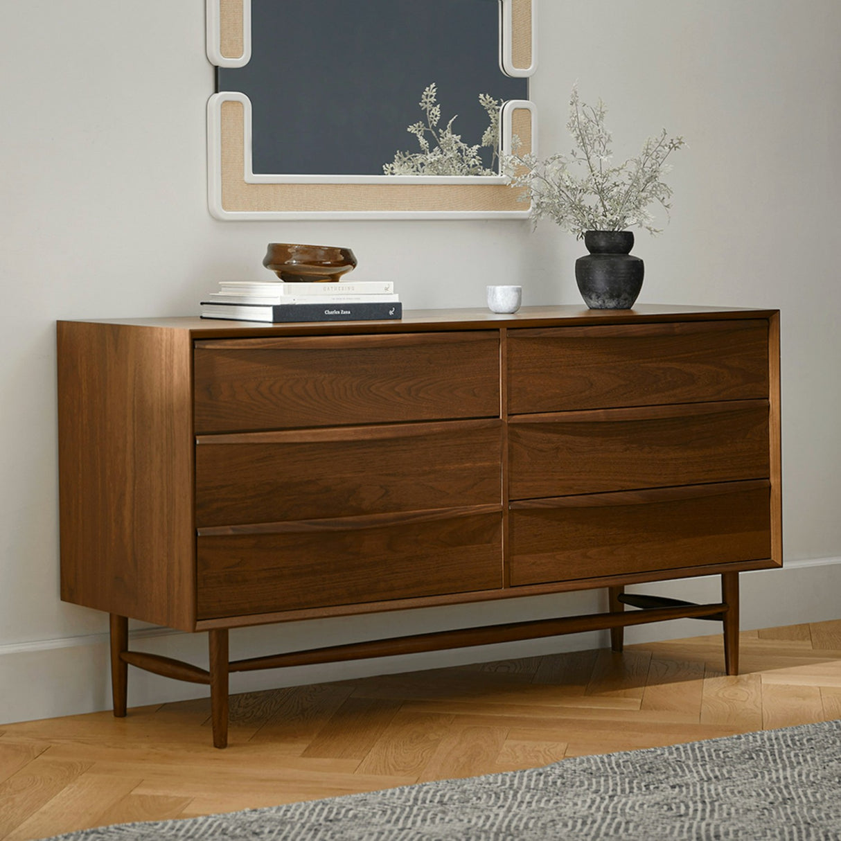 6-Drawer Double Dresser (Walnut)