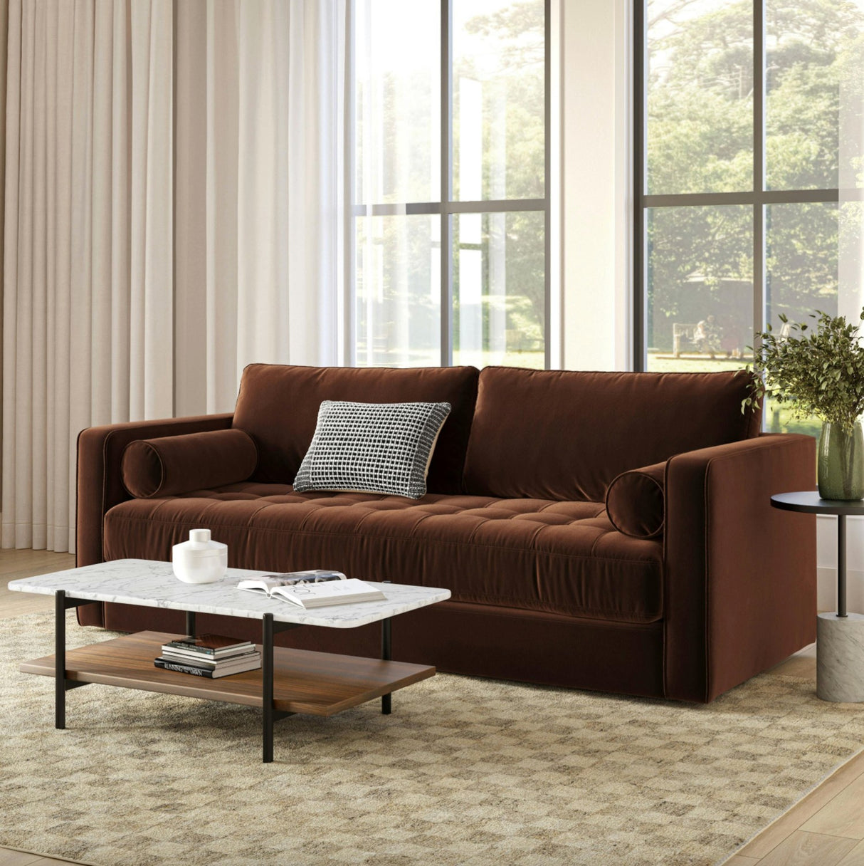 88" Velvet Sofa Bed (Plush Pacific Brown)