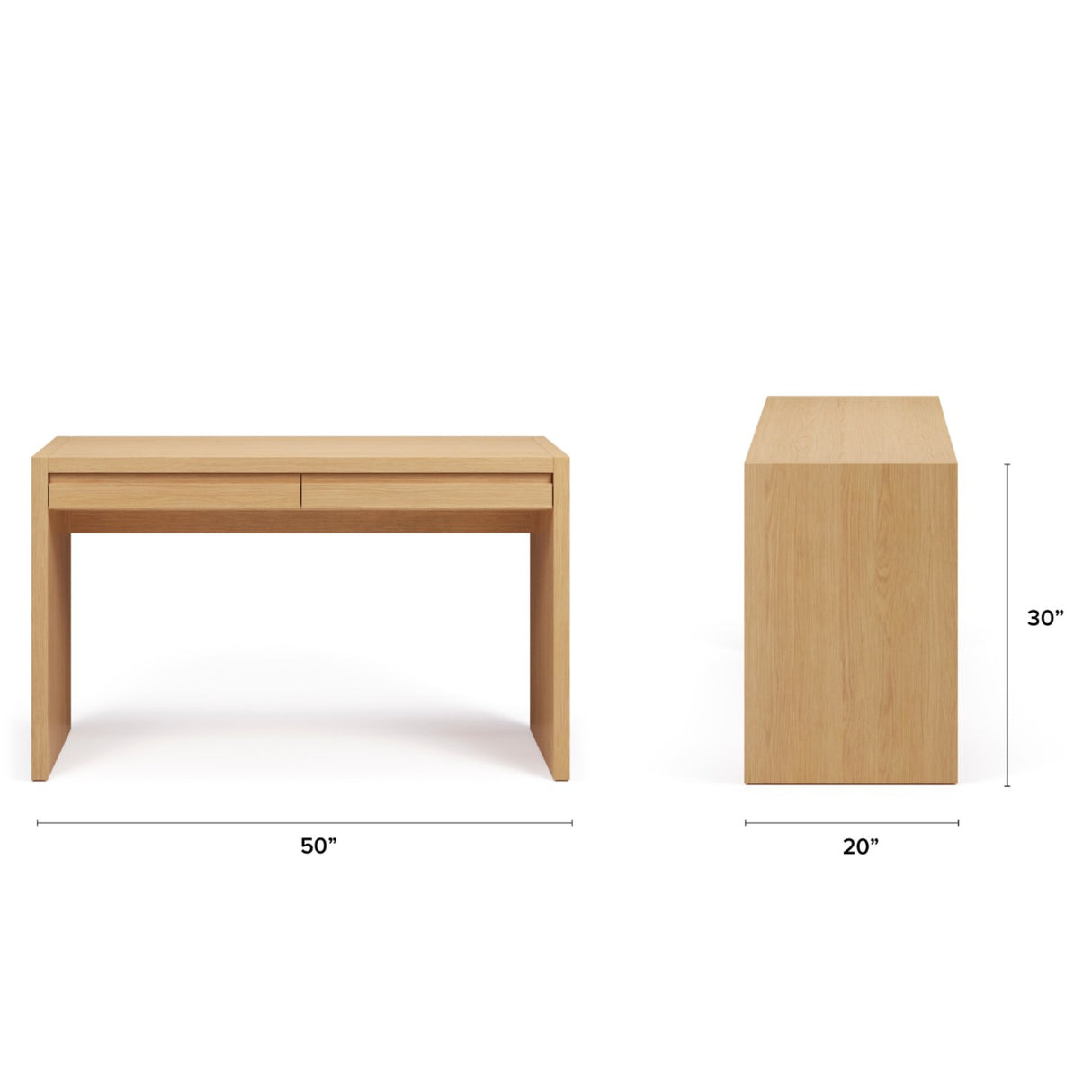50" MCM-Style Desk w/ Storage (White Oak)