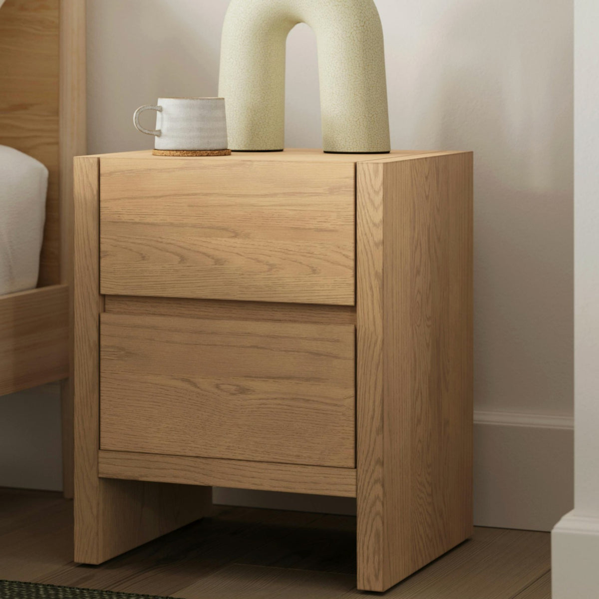2-Drawer MCM Nightstand (White Oak)