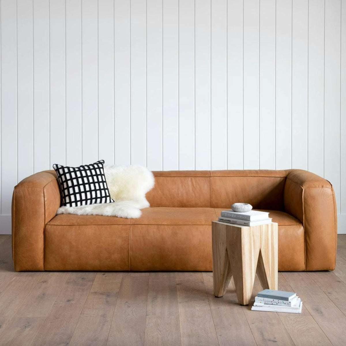 Genuine Leather MCM Sofa (Rawhide Tan)