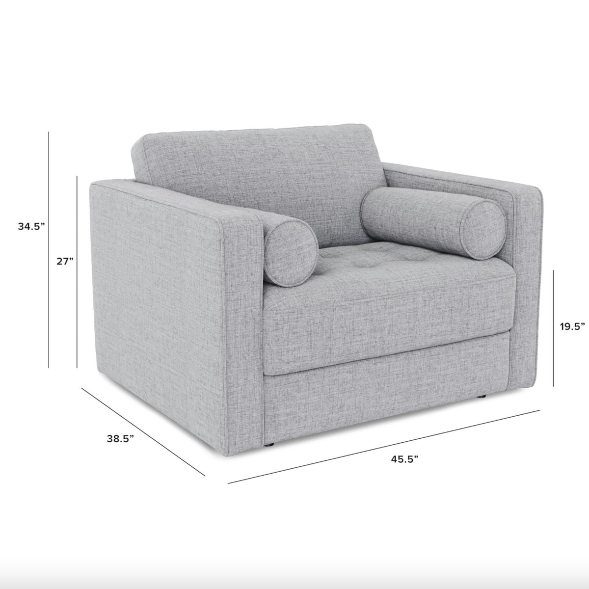 Tufted Sleeper Chair (Stone Gray)