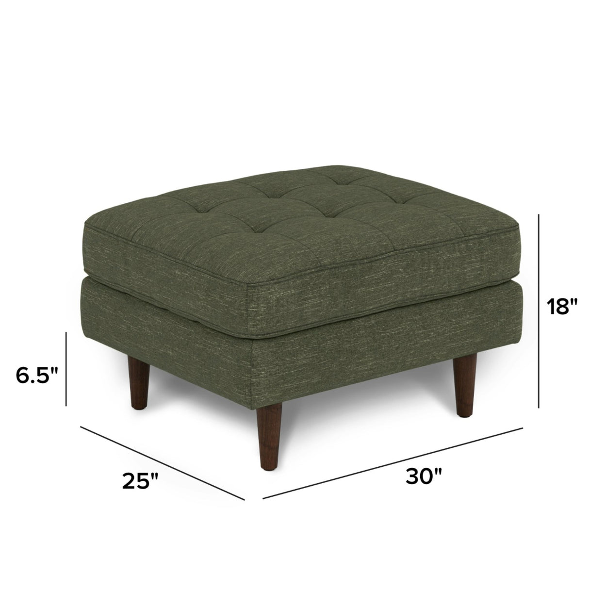 Tufted Sectional w/ Chaise + Ottoman (Fir Green)