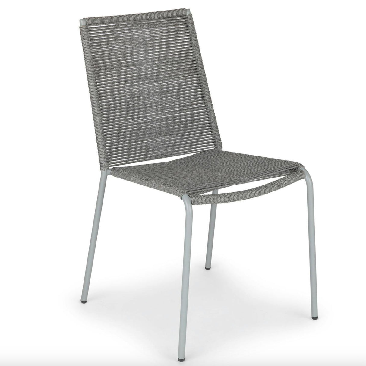 Stackable MCM dining chair in Heathered Gray by Article, featuring a sleek mid-century modern design with a cushioned seat and wooden legs.