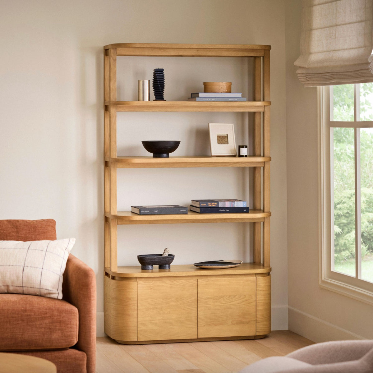 MCM Shelving Unit w/ Storage (Natural Oak)
