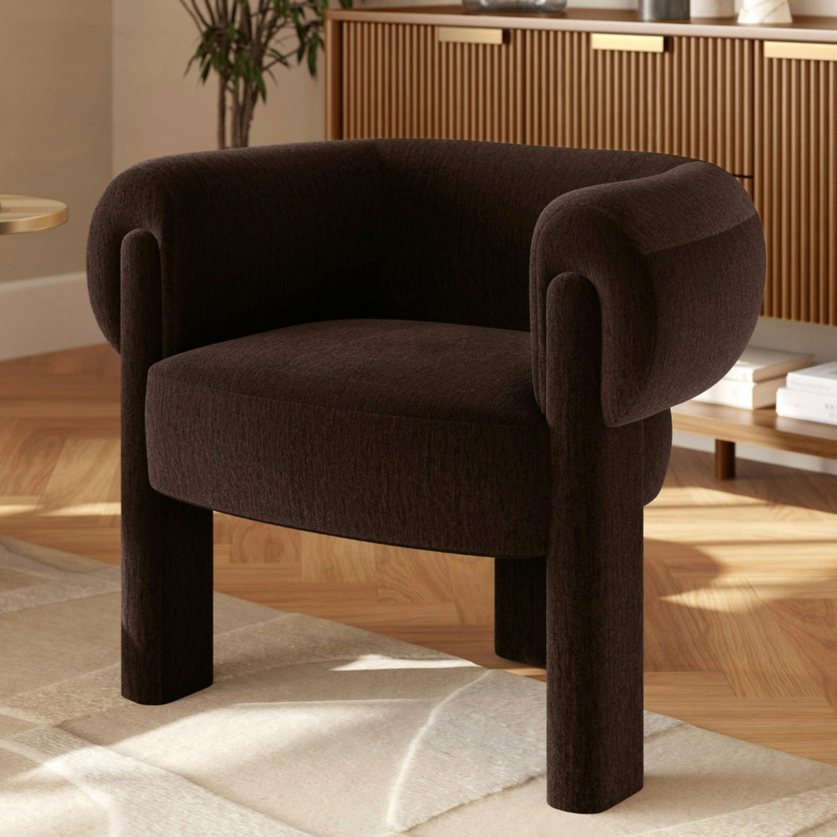 Velvet MCM Lounge Chair (Espresso Brown)