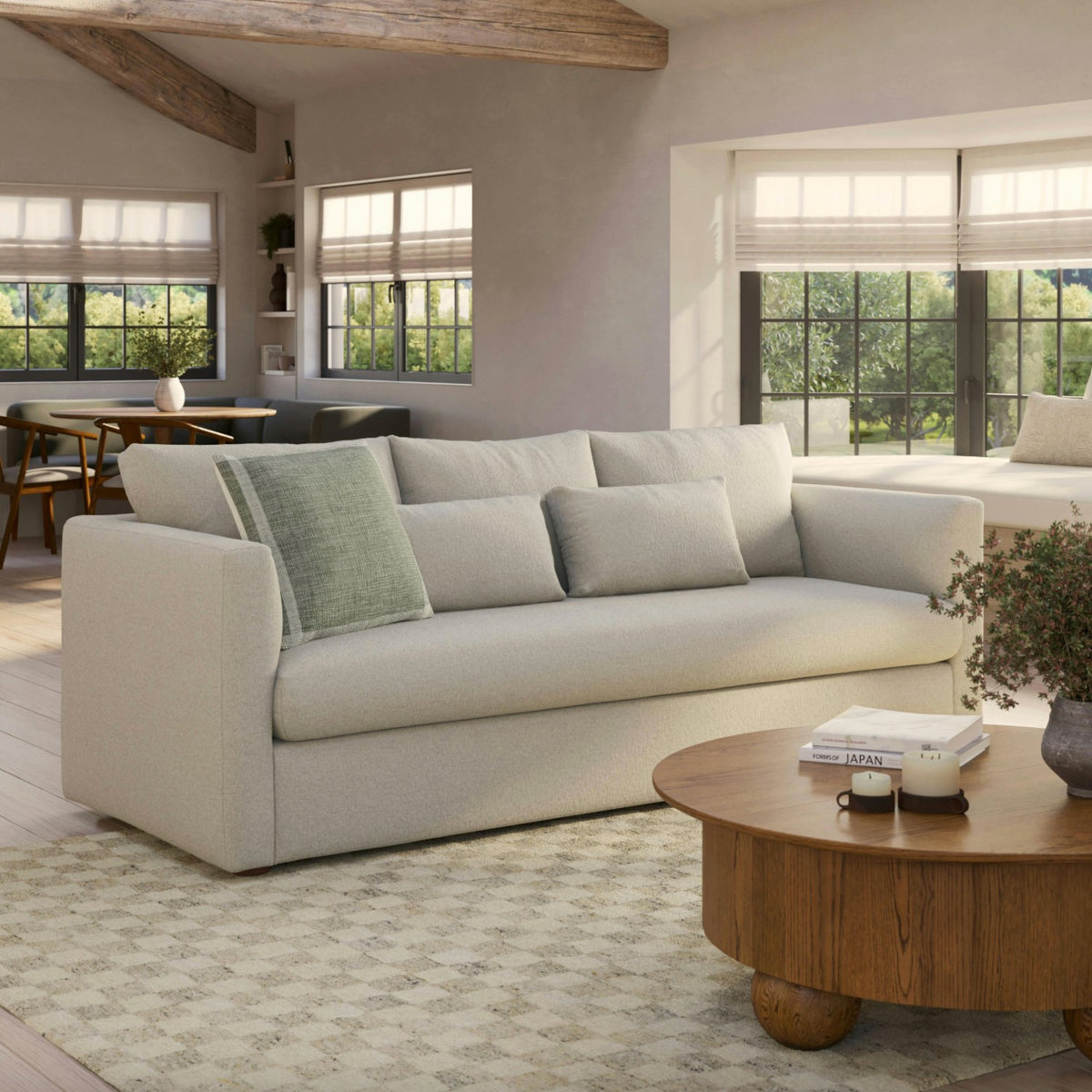 90" MCM Sofa w/ Bench Cushion (Clover Ivory)