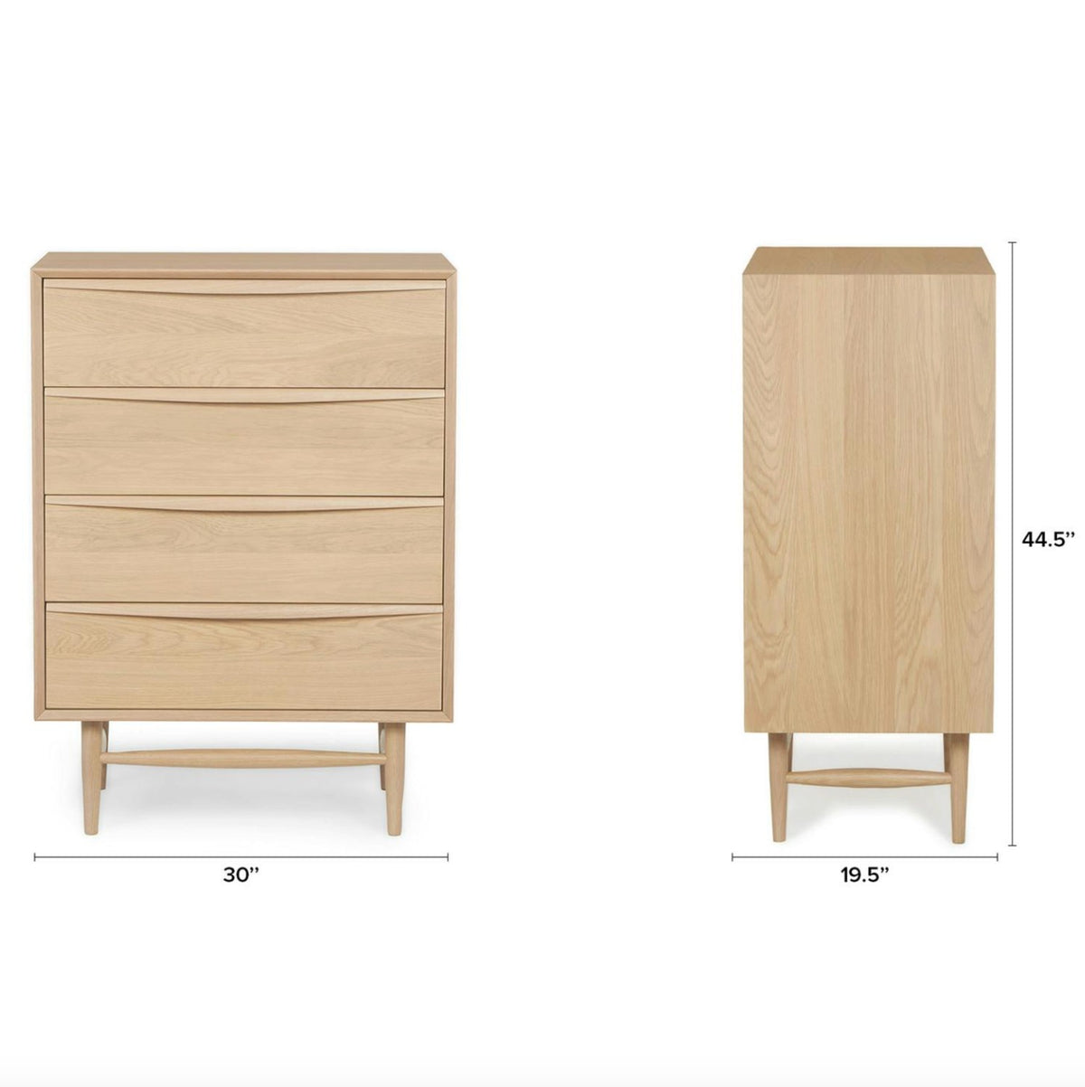 4-Drawer MCM-Style Chest (White Oak)