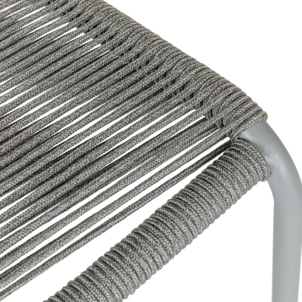 Heathered gray MCM dining chair by Article, stackable design with a sleek, modern look and wooden legs.