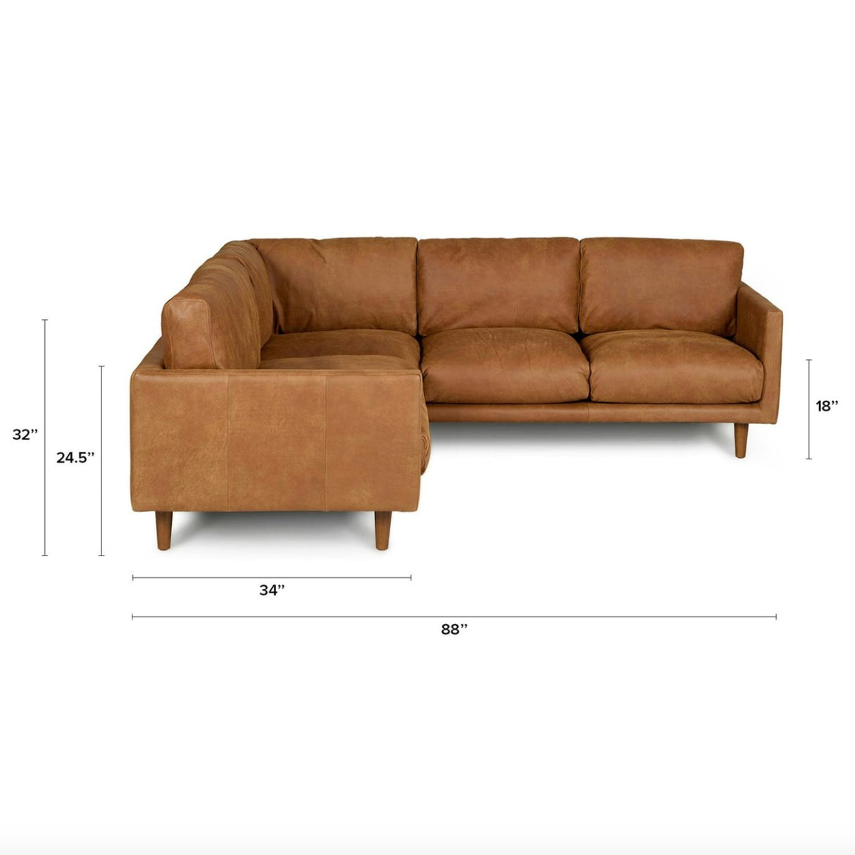Leather Corner Sectional (Dakota Tan)